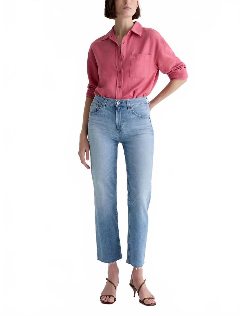 NEW AG JEANS brinley crop mid rise straight jeans in fiction